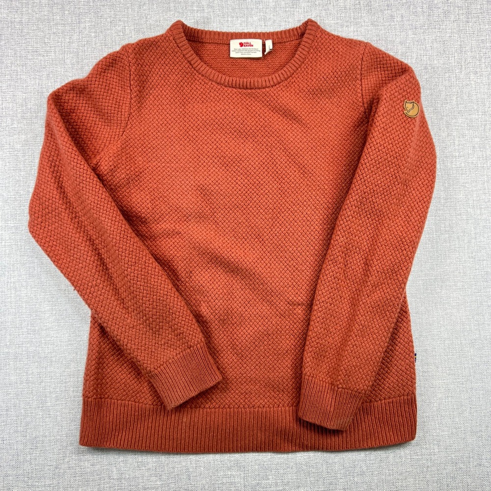 Fjallraven Women's Textured Knit Sweater in Warm Orange